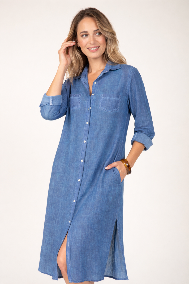 CAFTÁN LARGO ANGELINA COLOR AZUL MARINO 1